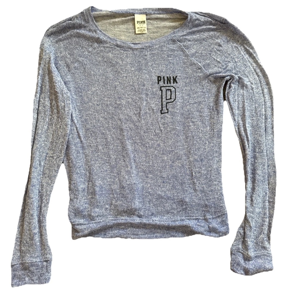Pink Victoria Secret Womens Sweatshirt Sheer Blue with Front Logo Size Small